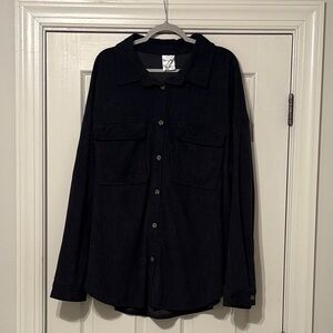 Women's Black Button Down Corduroy Shirt